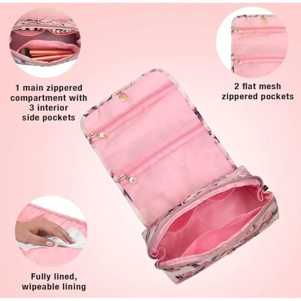 Sophia Art‎ Pink Peony Floral Travel Hanging Toiletry Makeup Organizer Bag